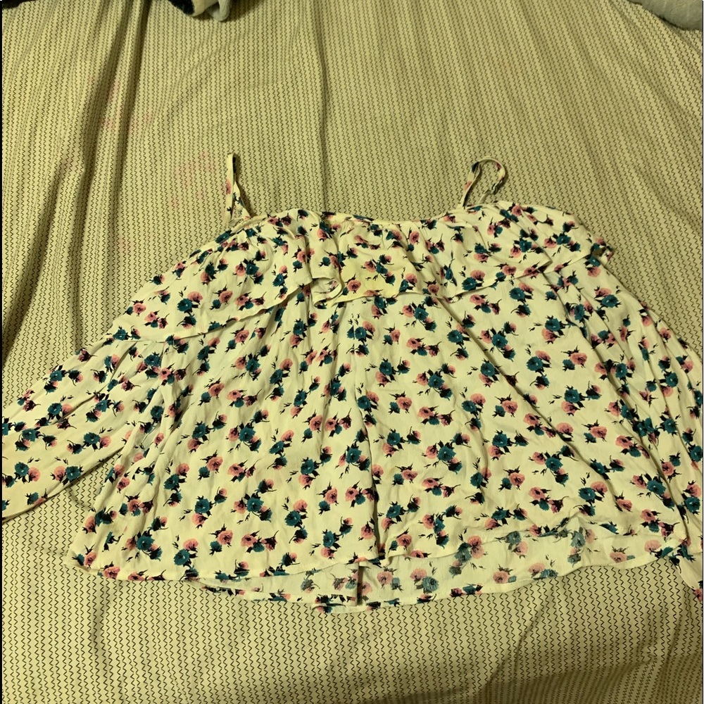 Floral White Cold Shoulder Blouse